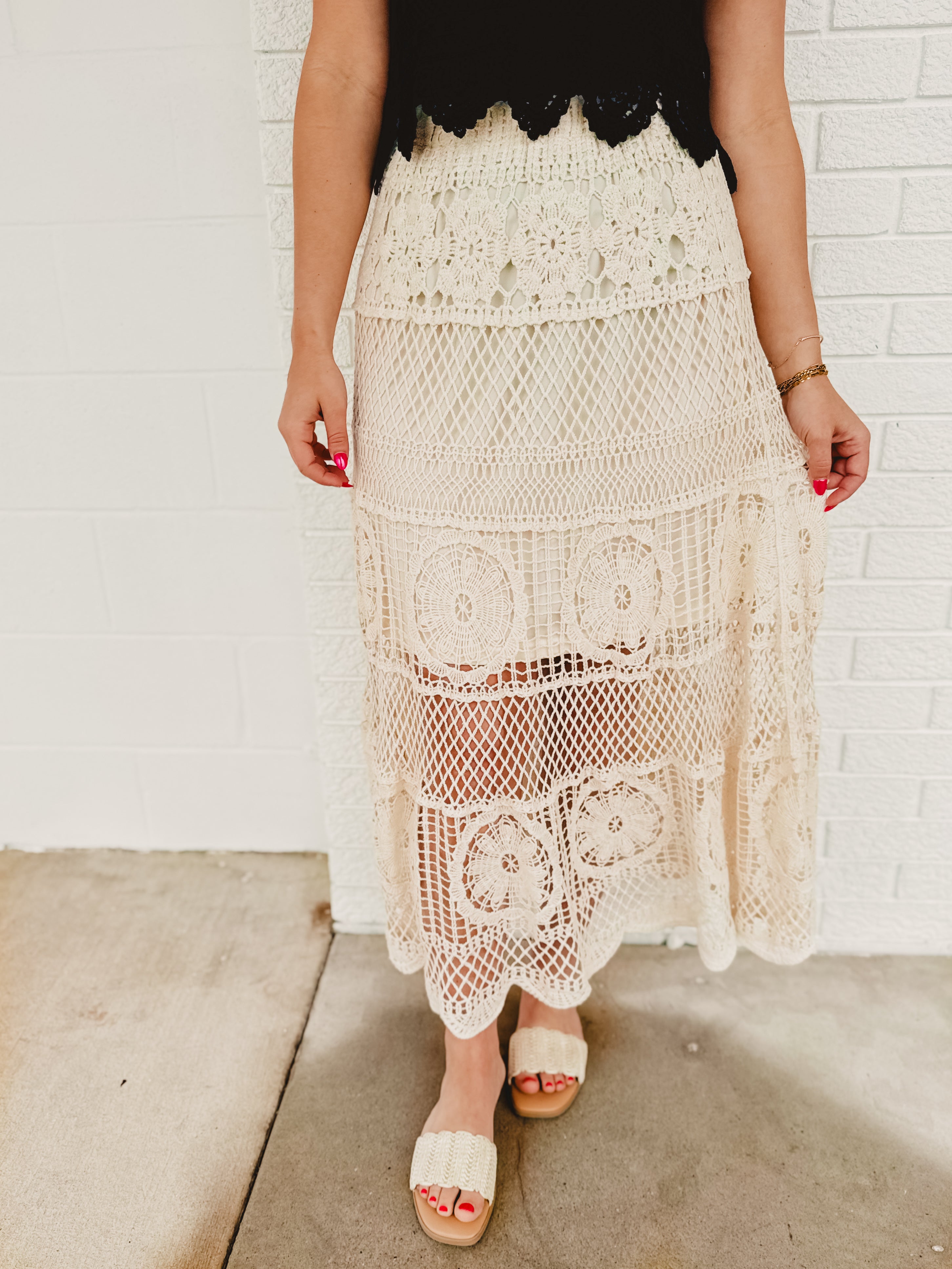 Crochet Maxi Skirt - Natural Crochet Maxi Skirt - Natural