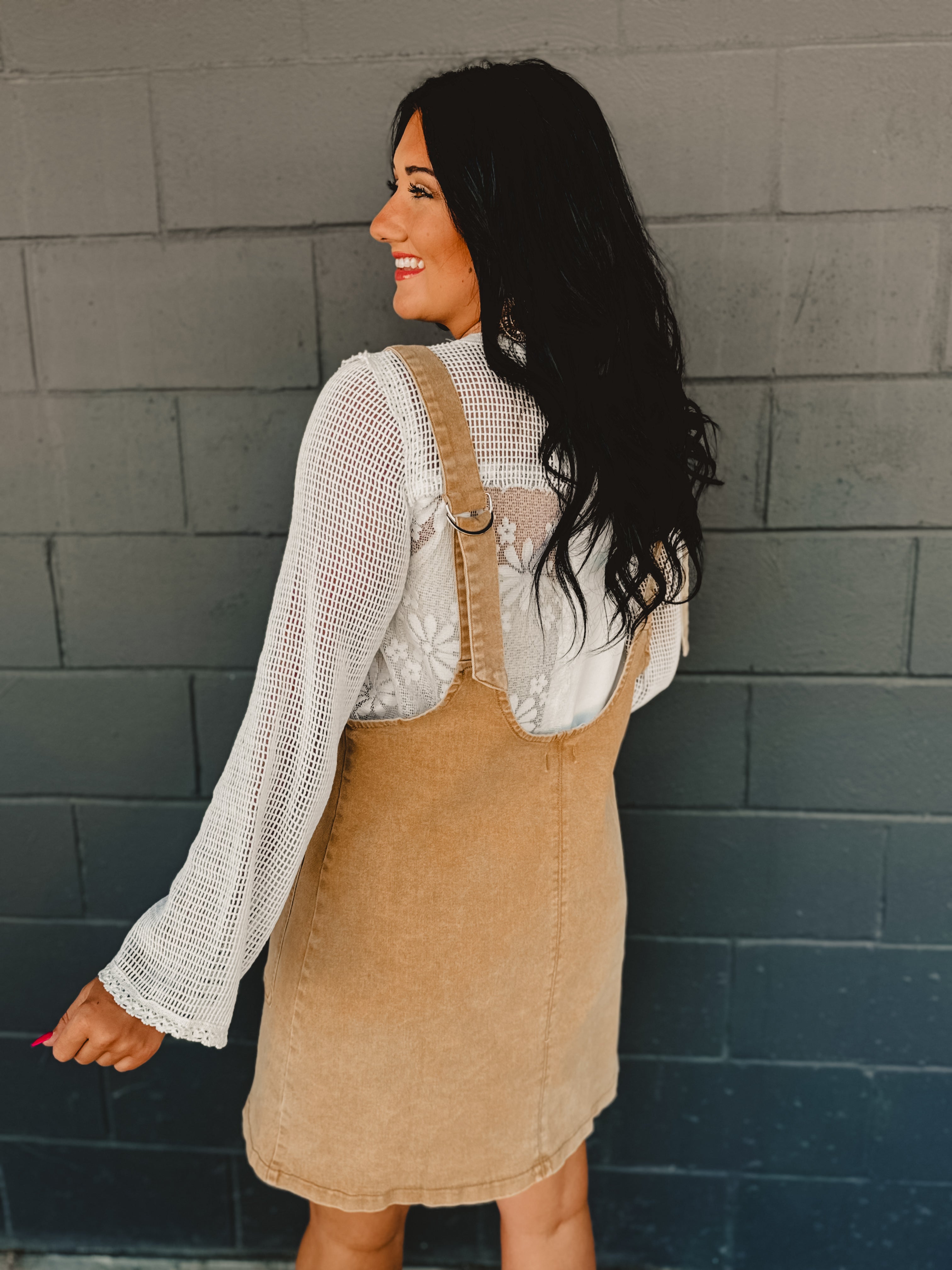 Stretched Denim Ovall Mini Dress - Latte