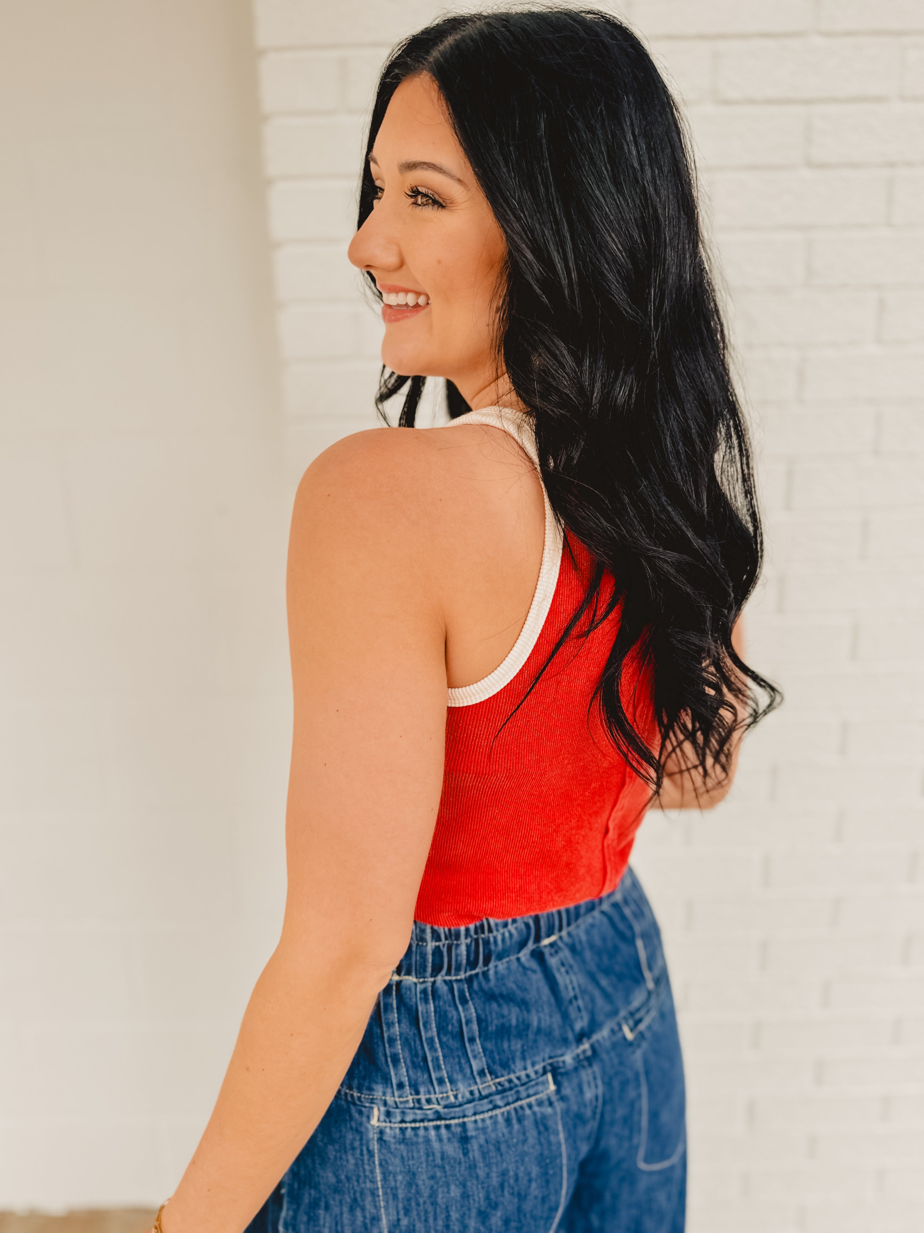 Snow Washed Ribbed Tank - Vintage Red Snow Washed Ribbed Tank - Vintage Red