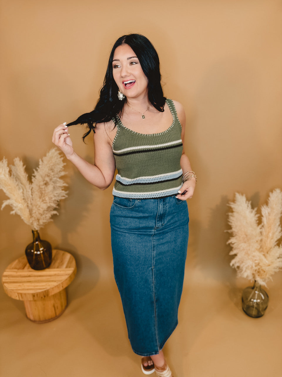 Today's The Day Denim Midi Skirt - Dark