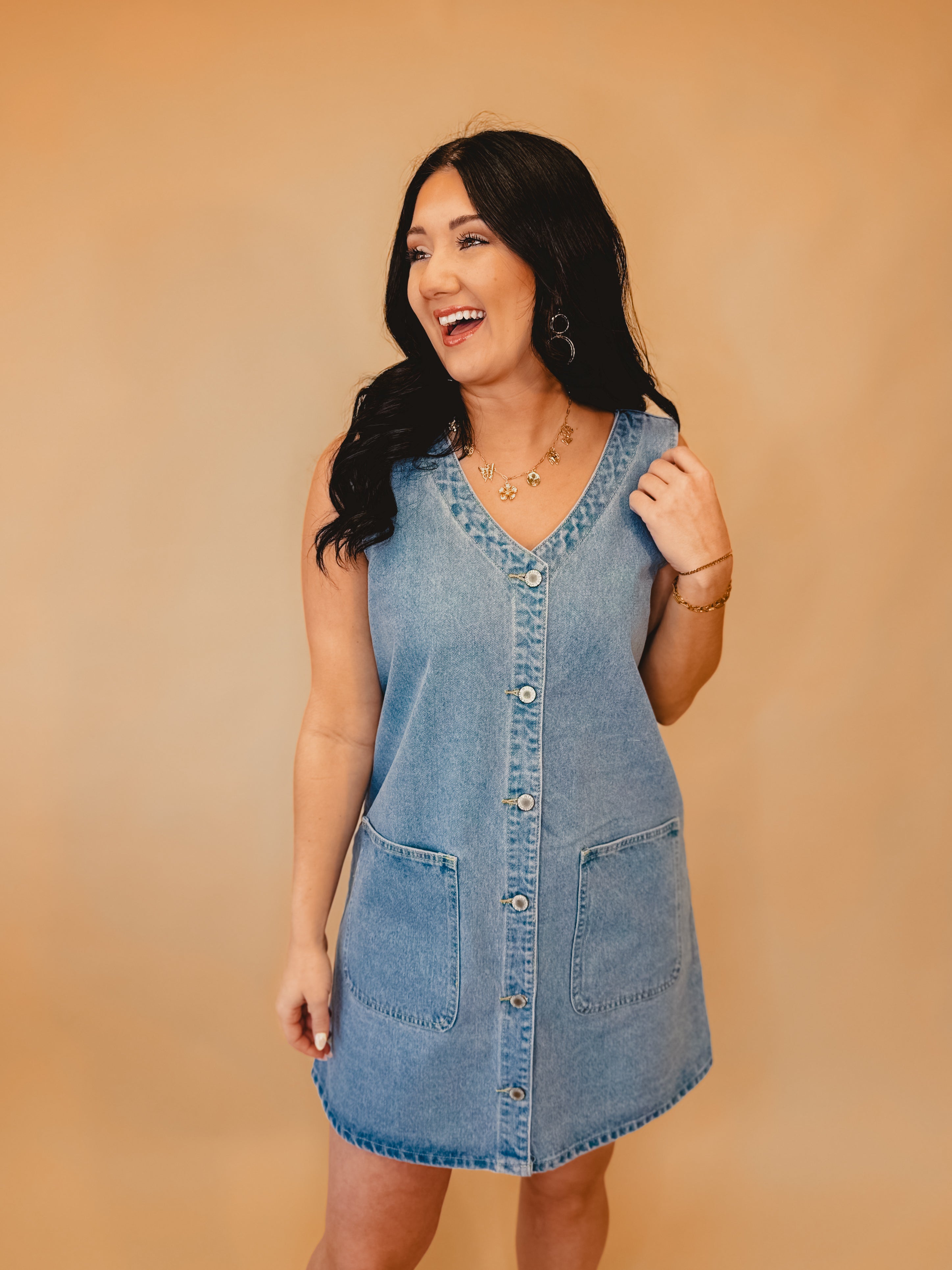 Button-Up Denim Mini Dress Button-Up Denim Mini Dress