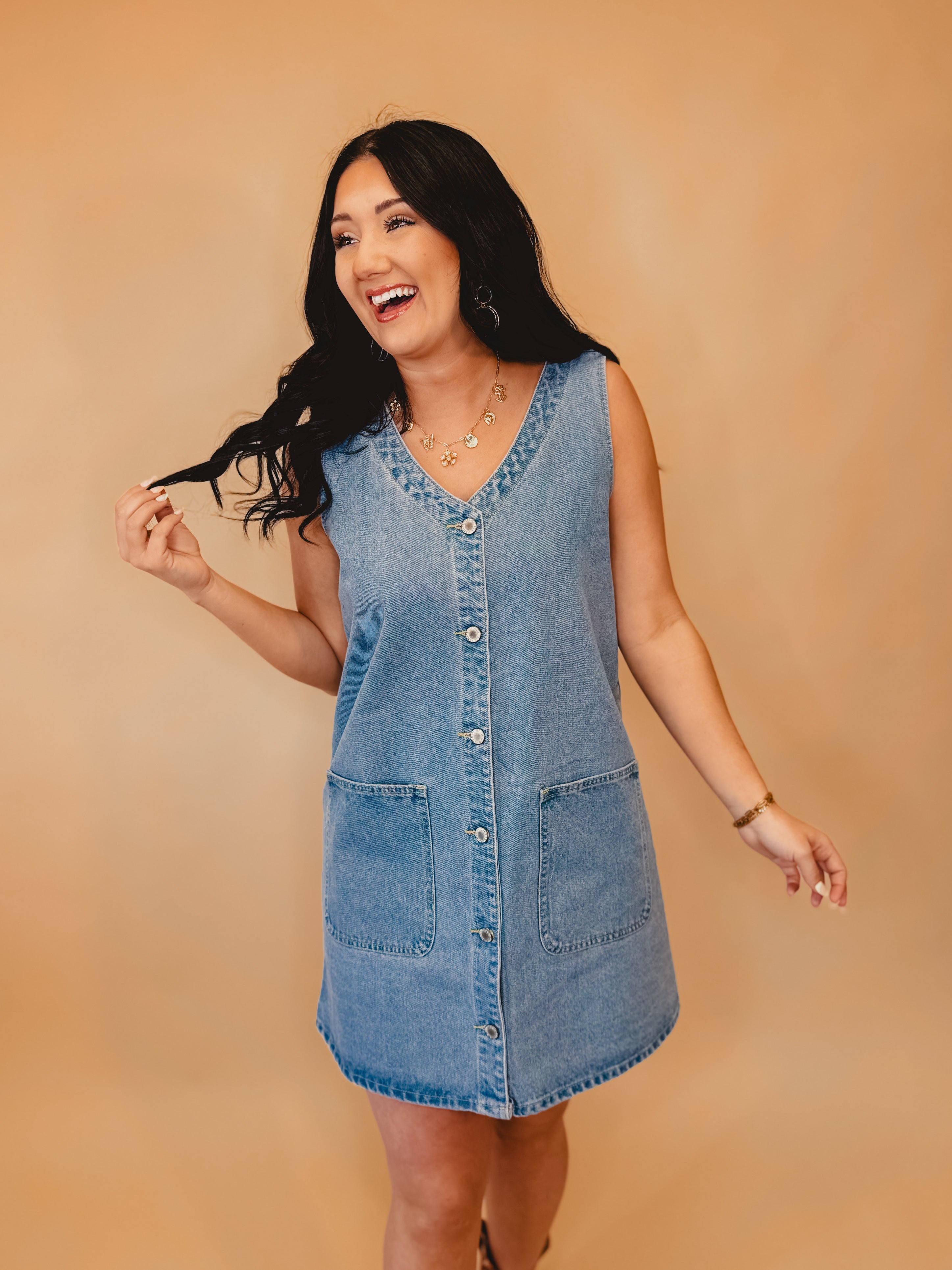 Button-Up Denim Mini Dress Button-Up Denim Mini Dress