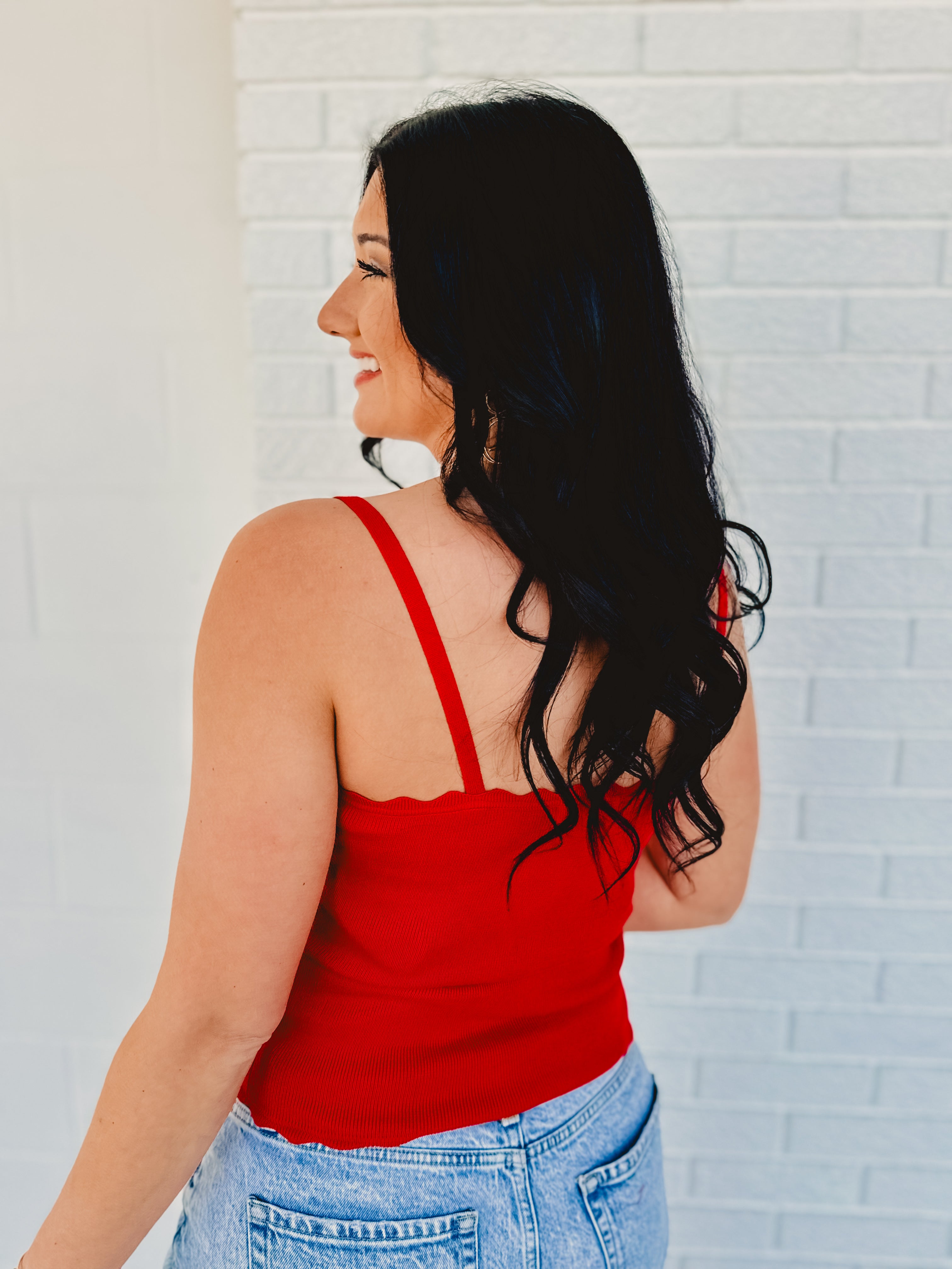 Scalloped Cami Top - Red Scalloped Cami Top - Red