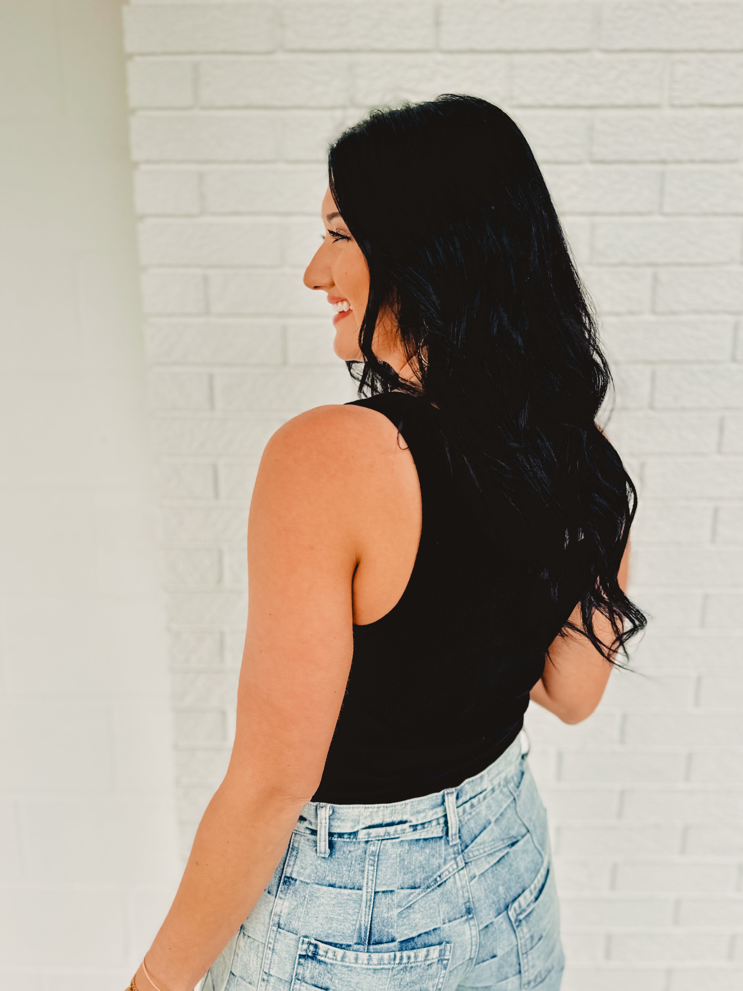 Ribbed Scoop Neck Knit Tank - Black Ribbed Scoop Neck Knit Tank - Black