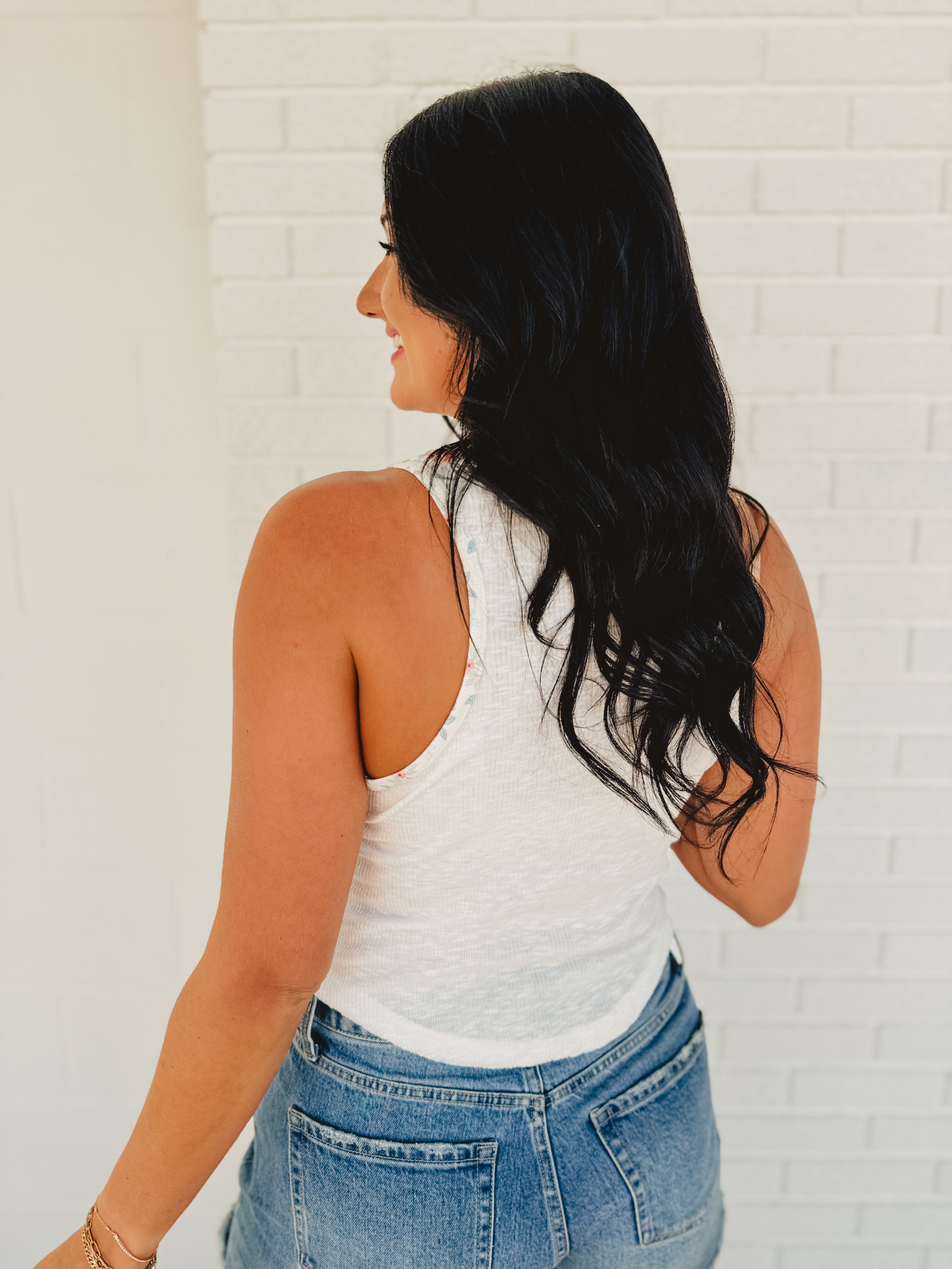 POL Contrast Ribbed Tank Top - Ivory POL Contrast Ribbed Tank Top - Ivory