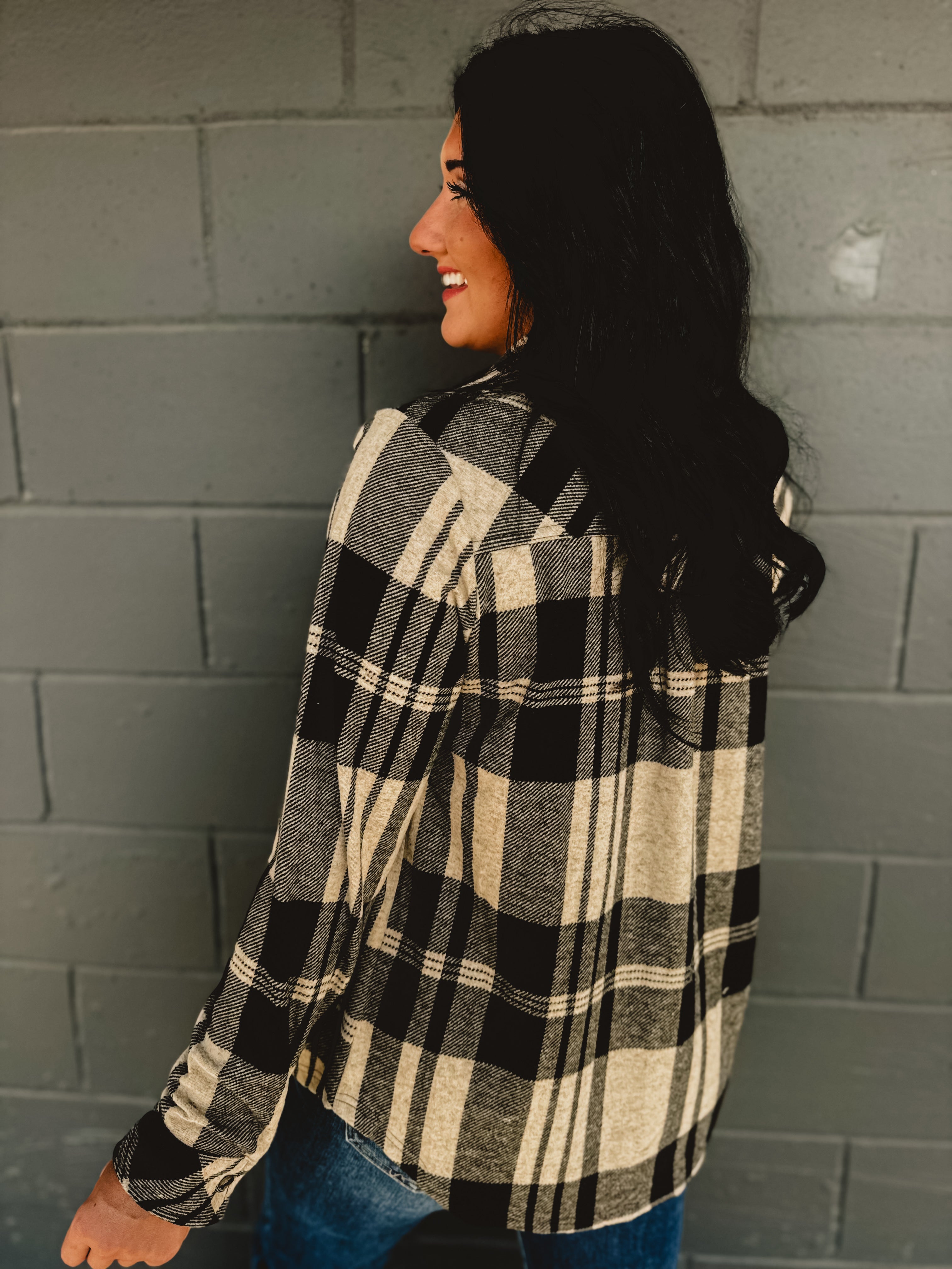 Plaid Button Up Flannel - Tan/Black