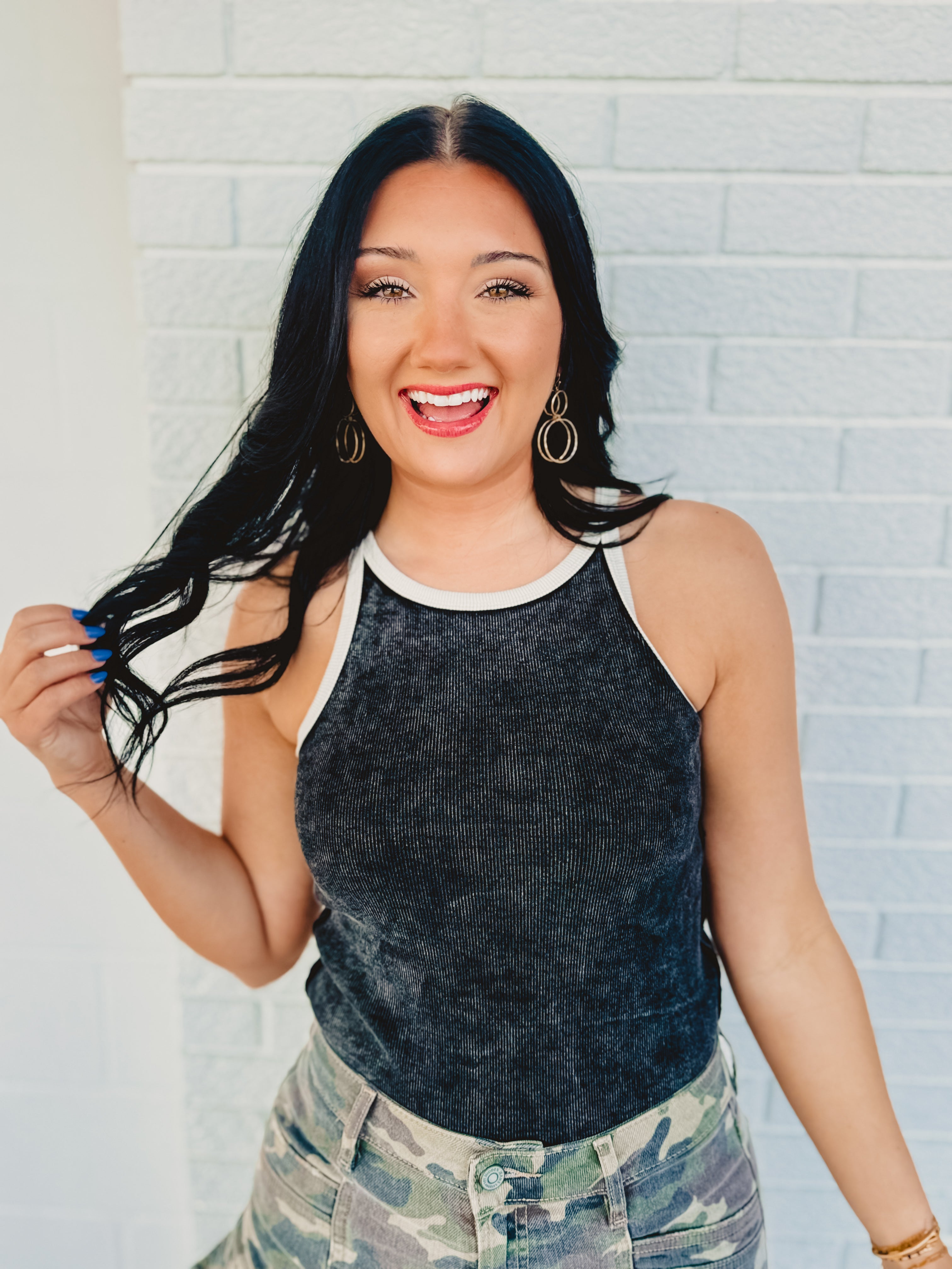 Snow Washed Ribbed Tank - Black Snow Washed Ribbed Tank - Black