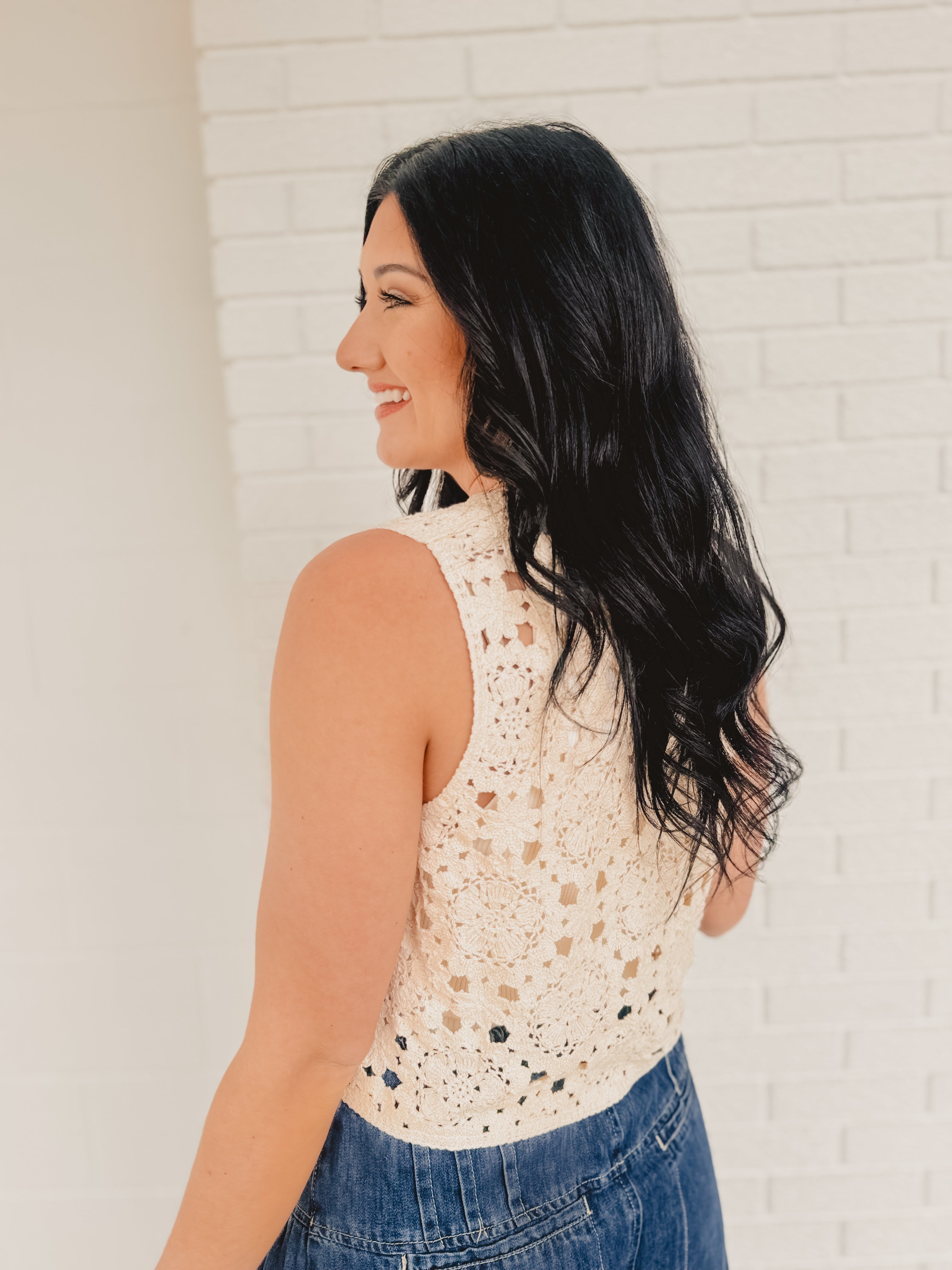 Crochet Knit Vest - Natural Crochet Knit Vest - Natural