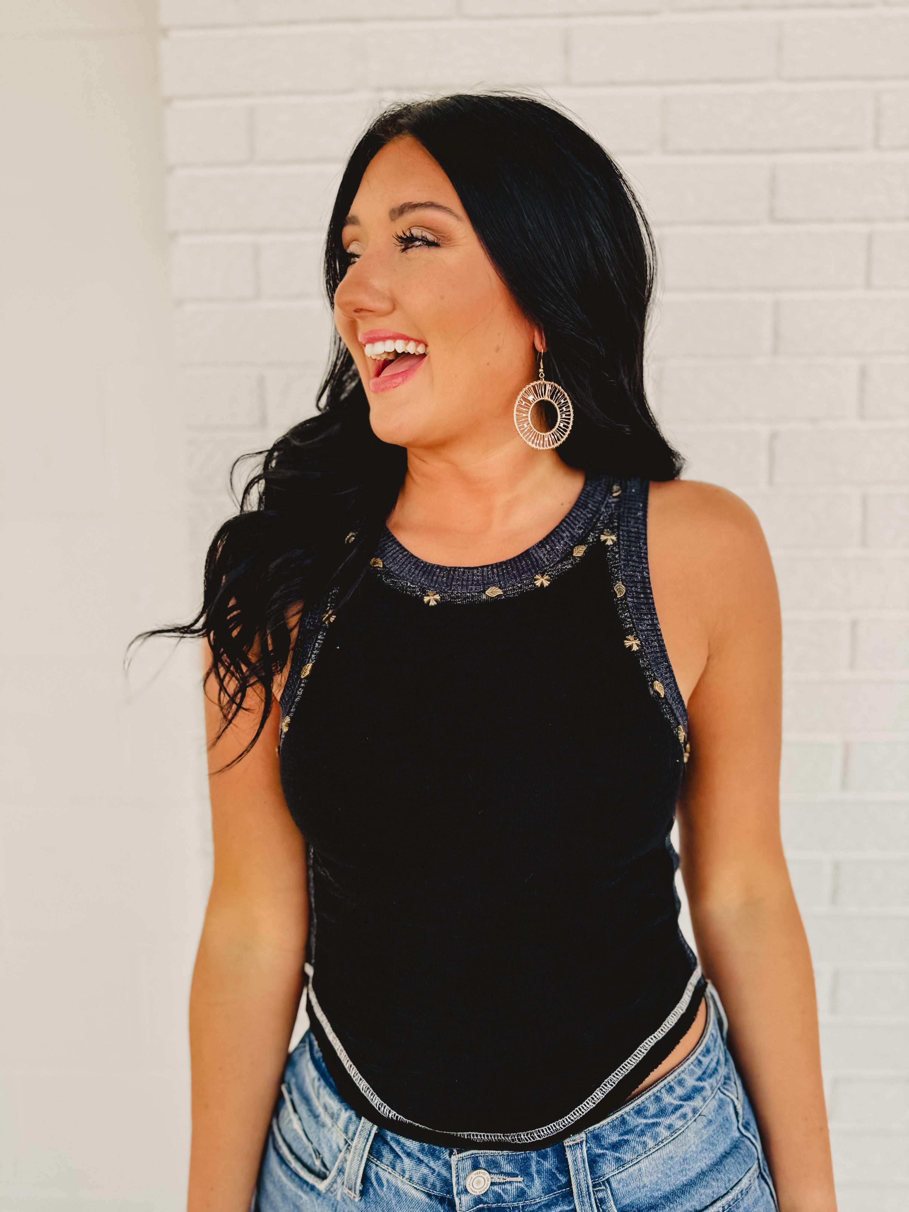 POL Textured Knit Tank - Black POL Textured Knit Tank - Black