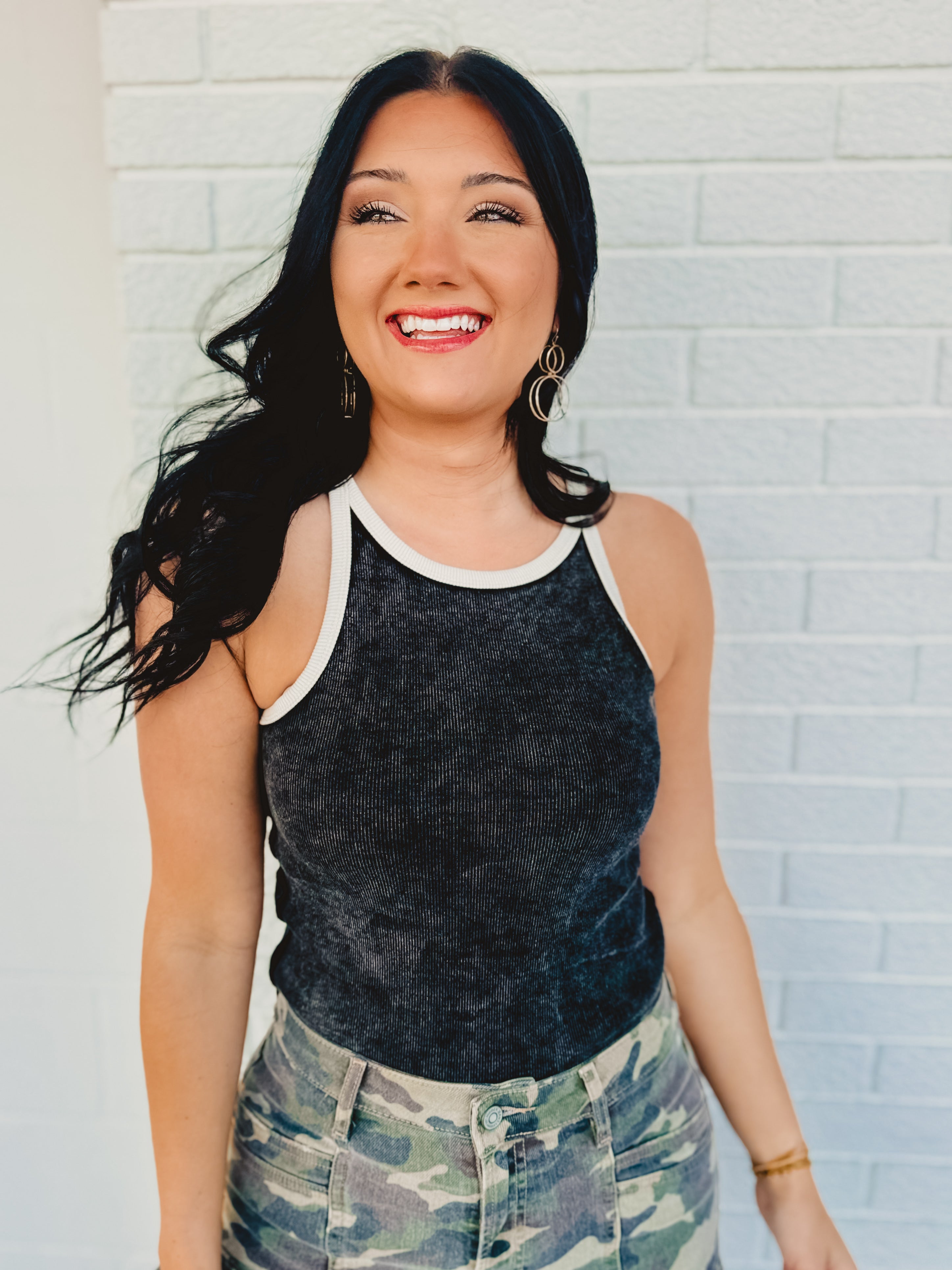 Snow Washed Ribbed Tank - Black Snow Washed Ribbed Tank - Black