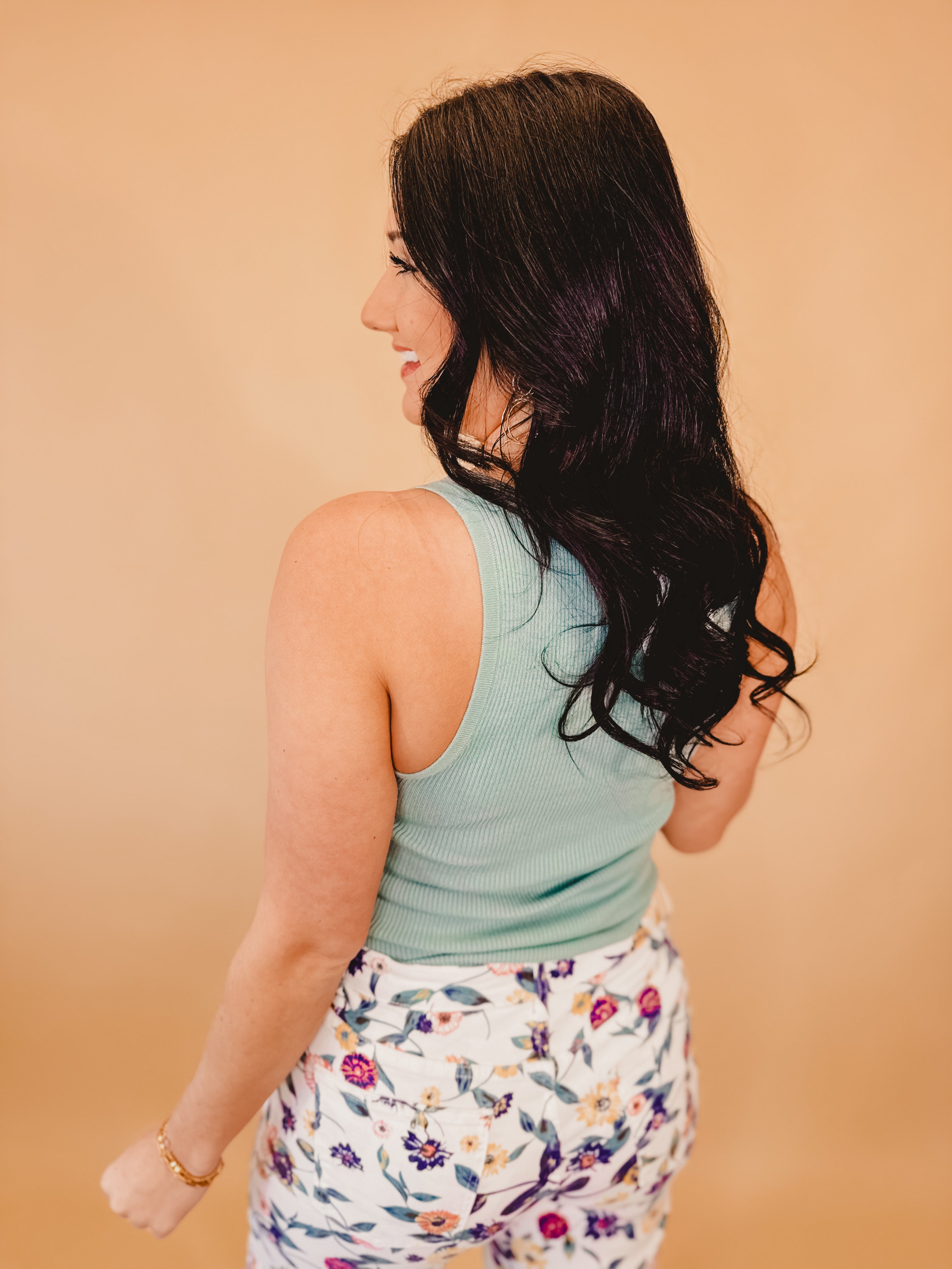 Ribbed Scoop Neck Knit Tank - Seafoam Ribbed Scoop Neck Knit Tank - Seafoam