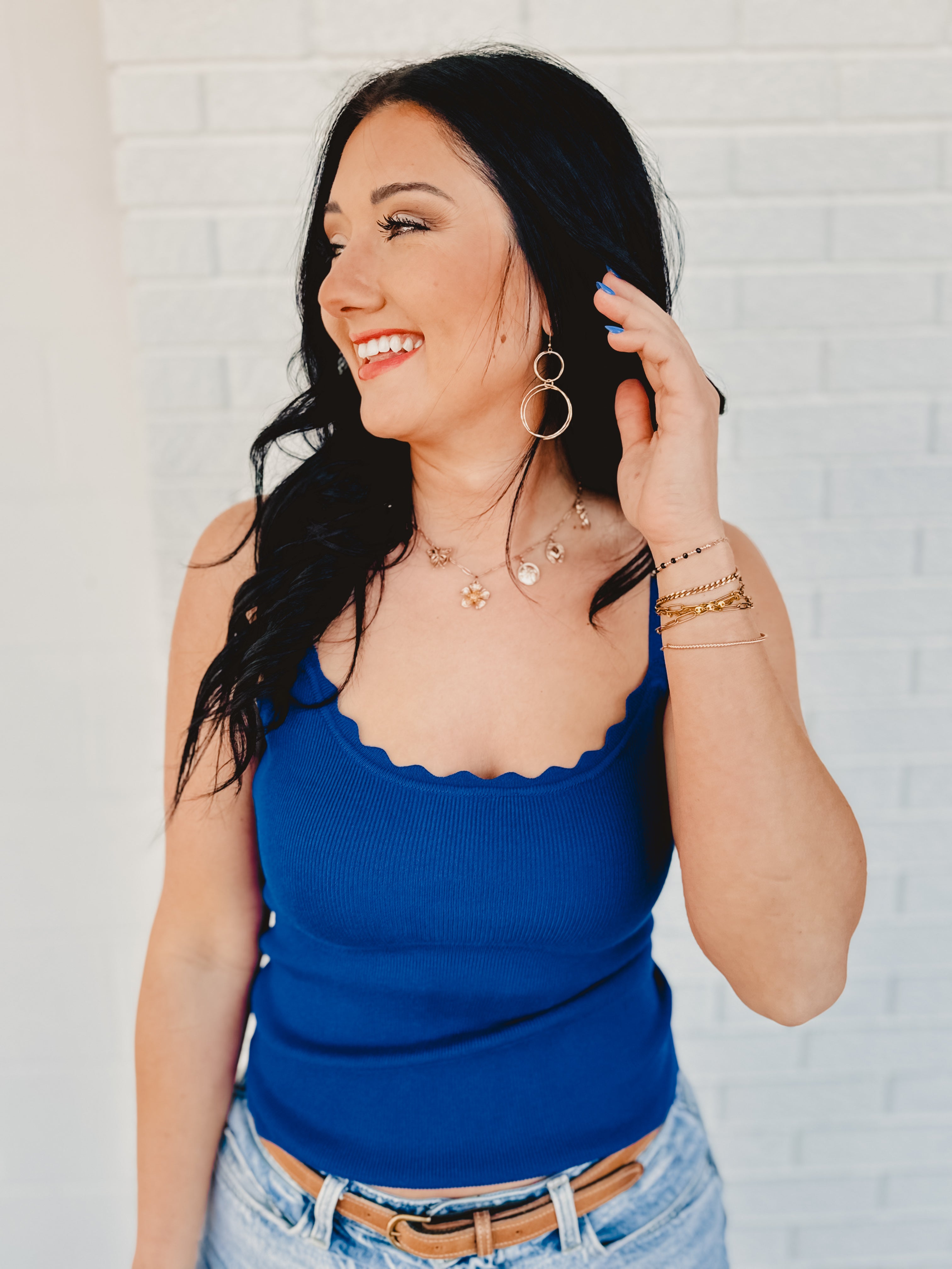 Scalloped Cami Top - Royal Blue