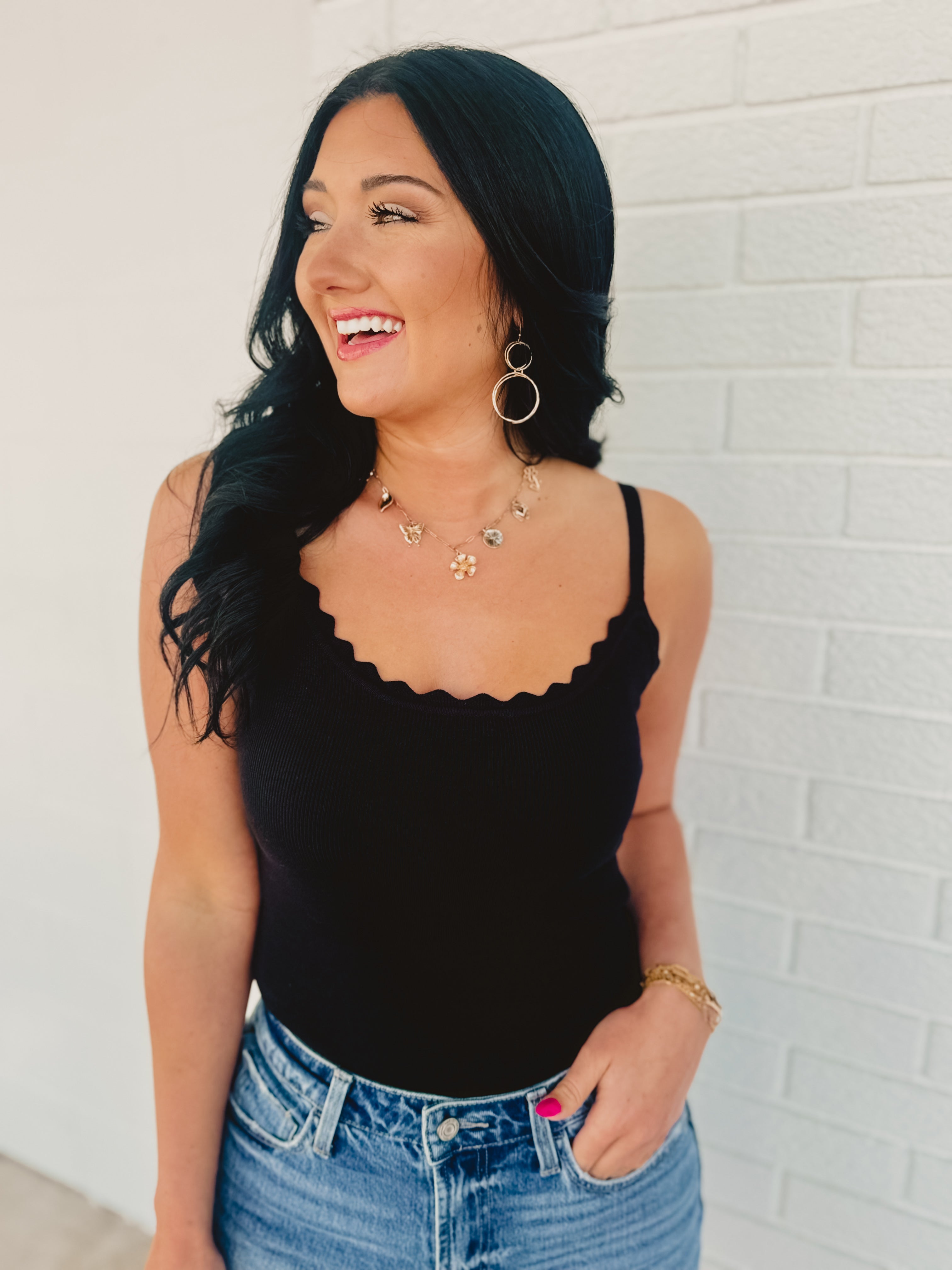 Scalloped Cami Top - Black Scalloped Cami Top - Black