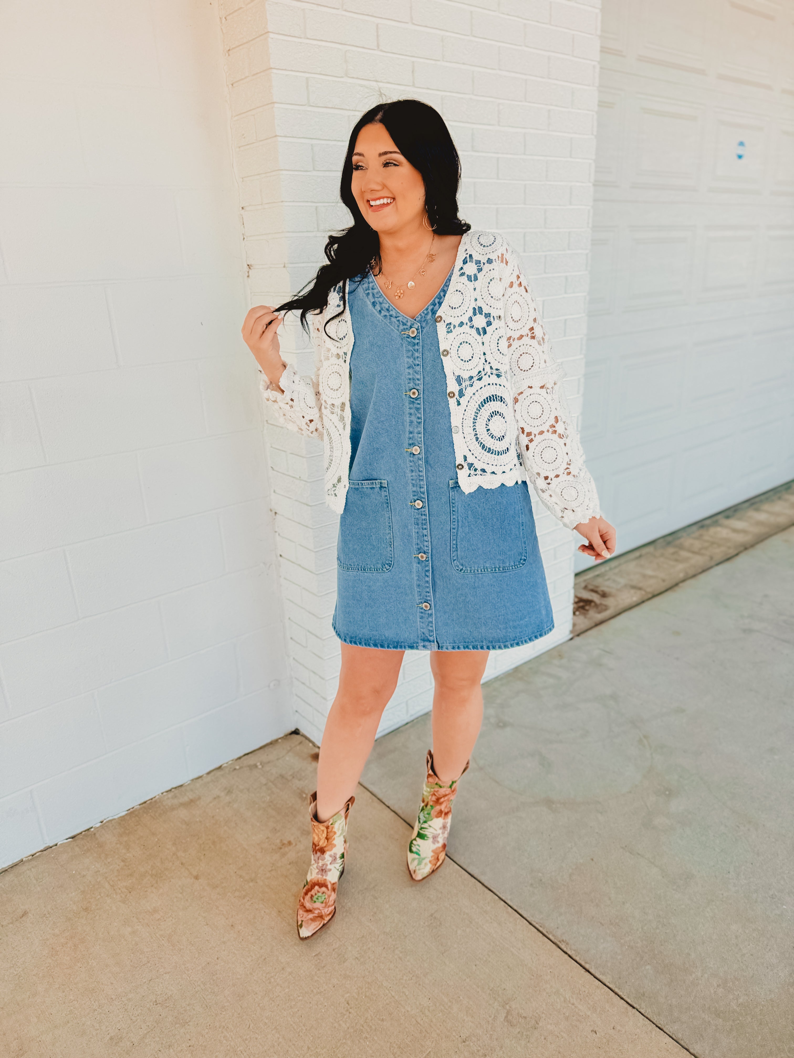 Button-Up Denim Mini Dress